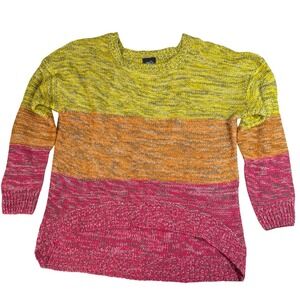 Rue 21 Ombre Striped Knit Sweater Yellow Orange Pink XLarge Acrylic‎